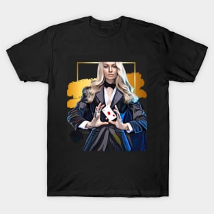 Lady Magician doing card trick T-Shirt